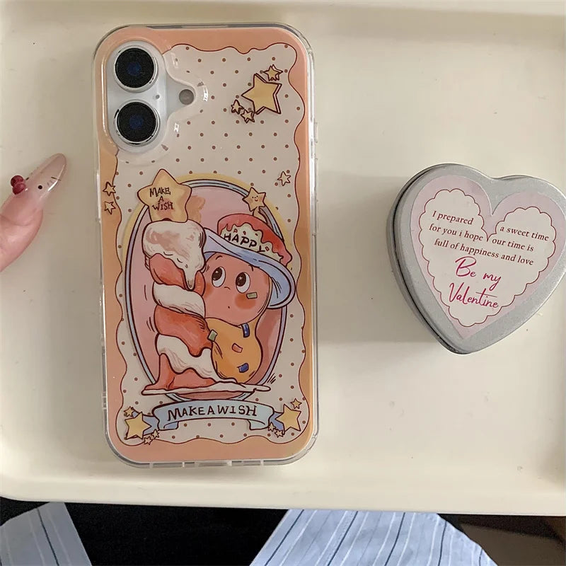 Magnetic Phone Case For iPhone 16 Pro 15 14 13 Pro Max Cover with Magsafe Holder Cute Candle Star Shockproof Silicone Cases 15