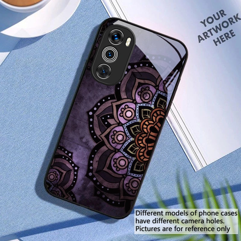 Black Pattern For Moto G54 Power 5G G75 Edge 50 Neo G14 24 4G 34 G55 85 35 20 Lite 30 Pro G24 Power Black Glass Phone Case
