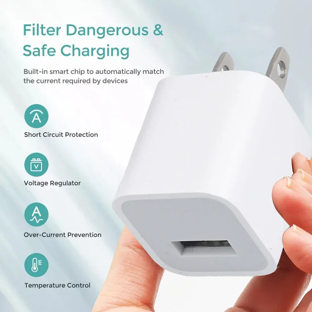 1-5Pcs USB Wall Charger Adapter Fast Charging For iPhone 14 13 12 11 Pro Max XR XS X 8 7 6 Plus iPad Travel Adapter US Plug