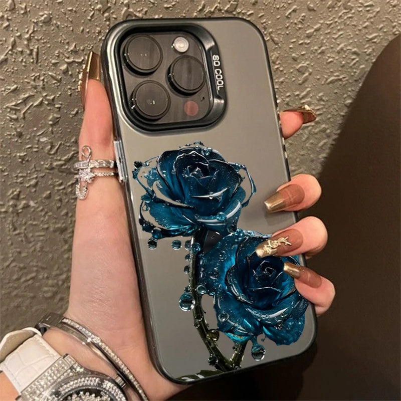 Black Gold Rose Phone Cases for iPhone 16 15 Pro Max Cases For iPhone 16E 11 12 13 14 Pro X XS XR 7 8 Plus SE2 Silver IMD Covers