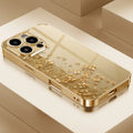 Elegant Golden Flower Gold Metallic Paint Glass Phone Case For iPhone 17 16 15 14 13 12 11 Pro Max 15 14 Plus 17 Air 16E Cover