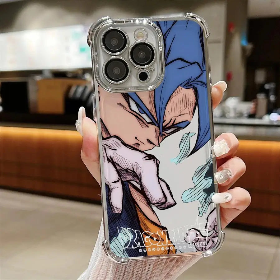 Anime Goku Luxury Phone Case for iPhone 16 Pro 15 Pro Max 14 13 12 11 XS 14 Pro Max 16 Plus 14Pro XR 12Pro Soft Shell