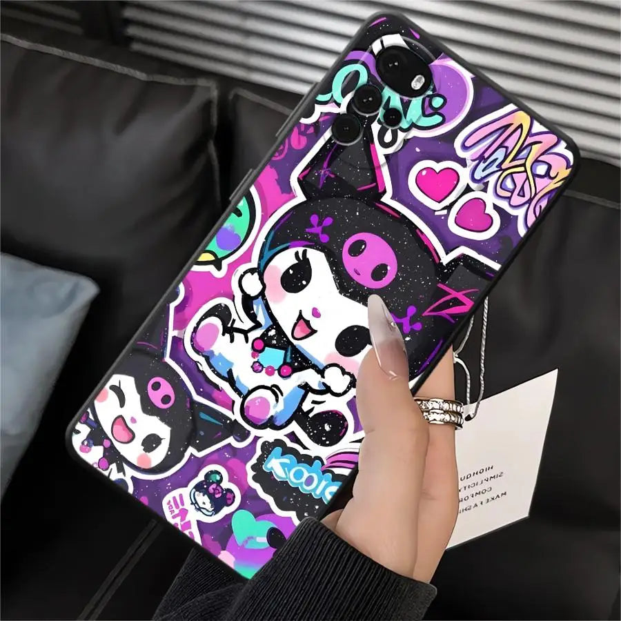 Black Soft Phone Cover Case for Motorola Mot G32 G53 G30 G50 G52 G51 G73 G60s Edge 20 Pro 30 Lite G60 G71 G22 Edge40 G31 Sanrio