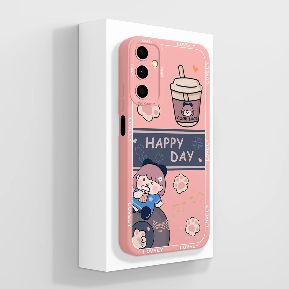 For Samsung Galaxy A24 Phone Case Cute Panda High Quality Liquid Silicone Anti Drop Soft Back Cover For Samsung A 24 Phone Shell