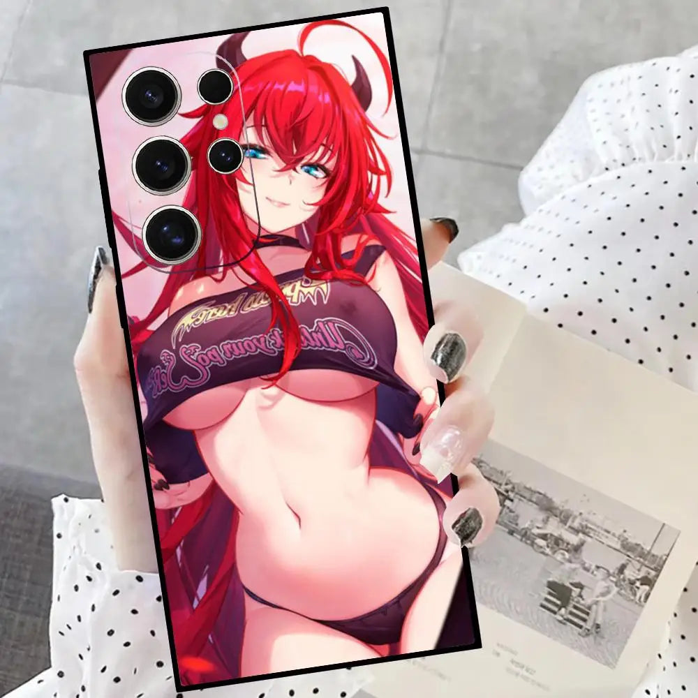 Hentai cute girls Phone Case For Samsung Galaxy S24 S23 S22 S21 S20 Ultra FE Plus M55 M54 Black Case Cover