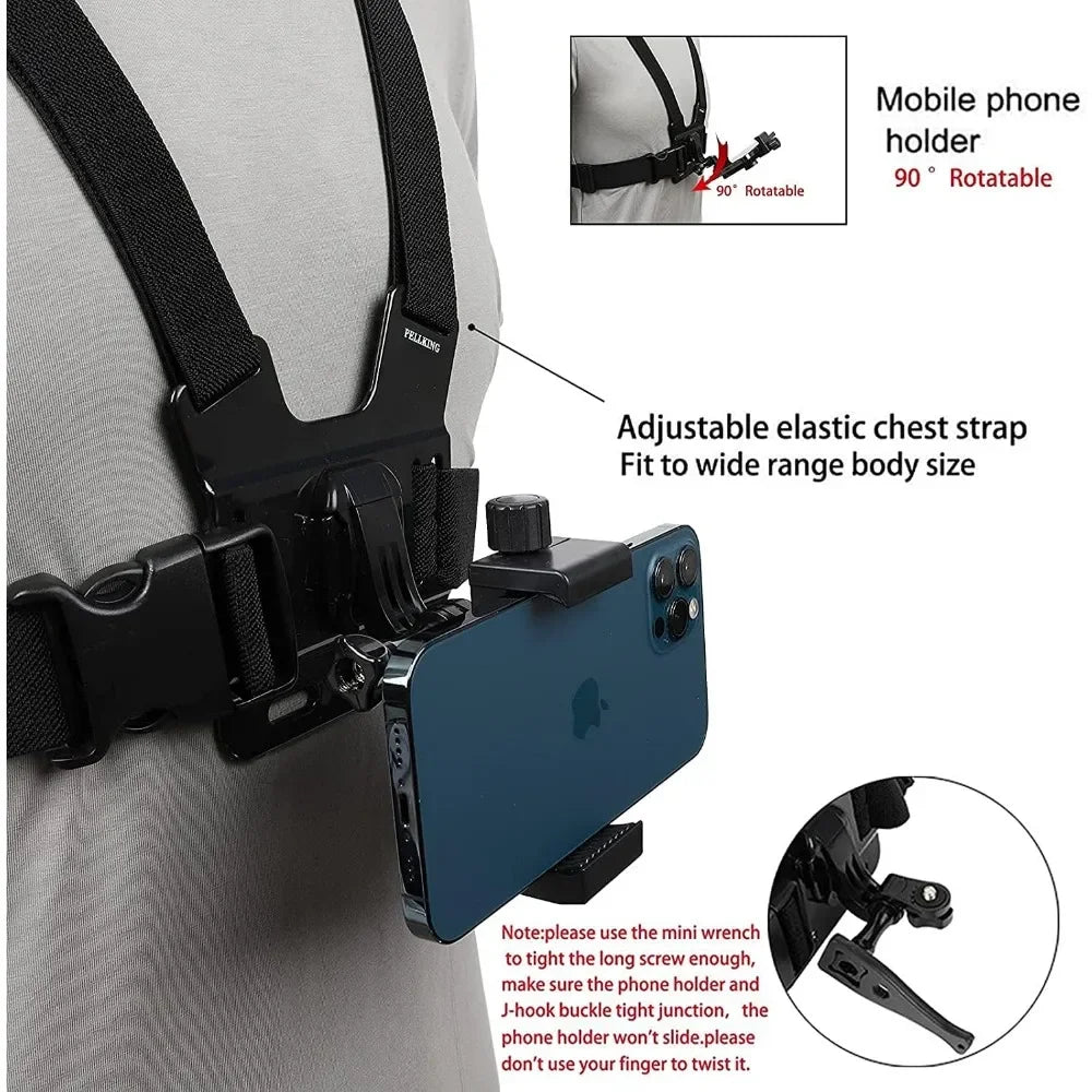 Smartphone Chest Mount Universal Holder Compatible with iPhone and Samsung Phone Mount for Filming or Photos
