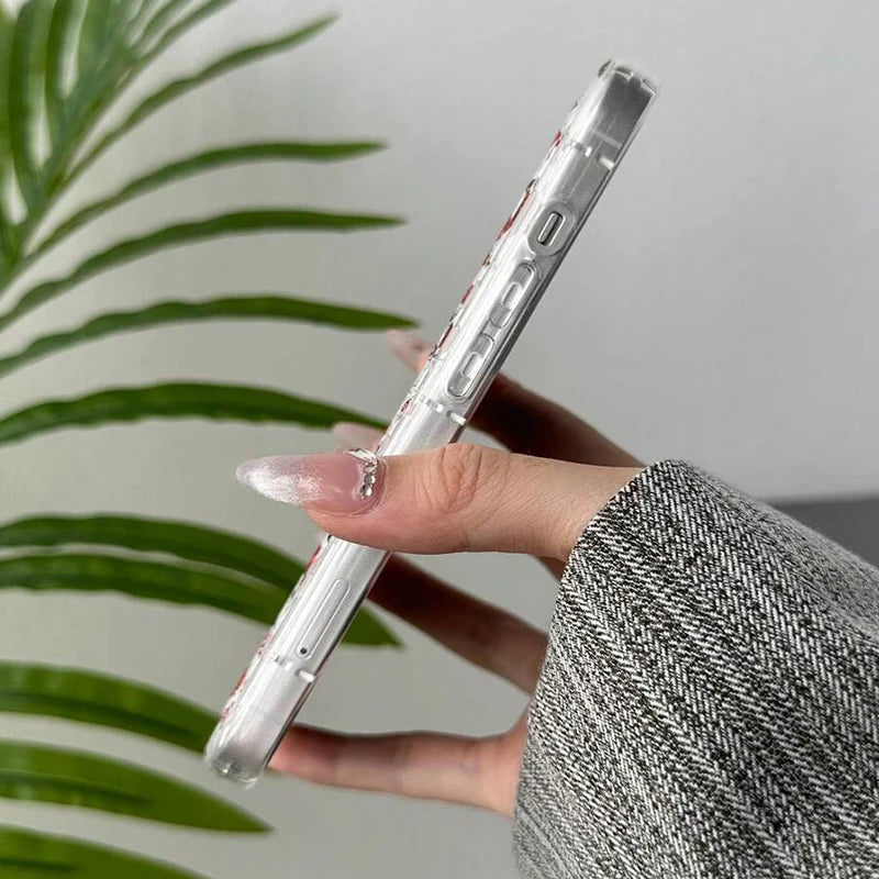 Case For iPhone 16 Cases iPhone 14 15 Pro Max Case Rose Flower Phone Case For iPhone 13 12 11 XS XR X 7 8 Plus Clear Cover