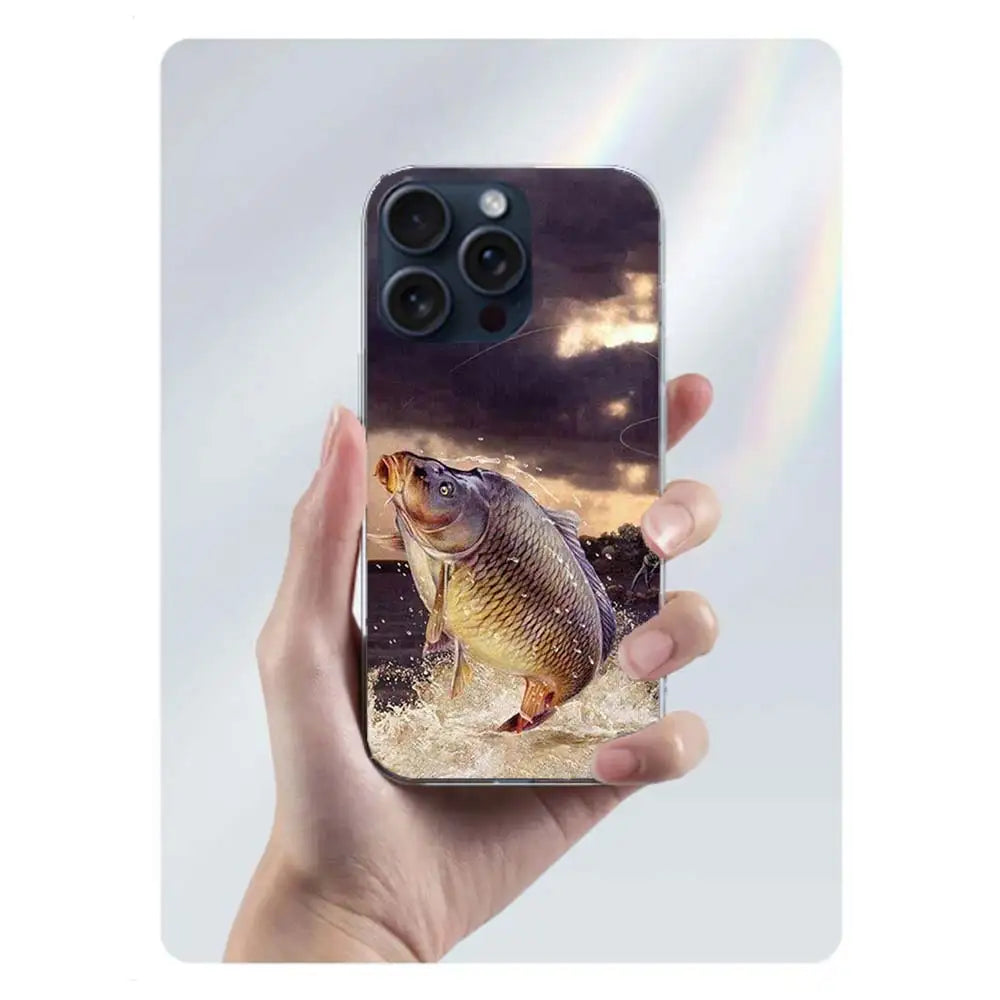 Carp Fishing Capa Phone Case For Iphone 17 Air 16 Pro Max 15 12 Pro 14 Plus 17E 16E 11 13 Mini Cover Cases Fundas Cell Clear TPU