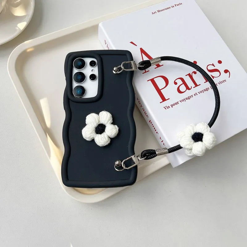 Furry Flower Rope Candy Wave Phone Case For Motorola Moto G100 Pro G86 G56 G85 G75 G55 G45 G35 G15 G10 Power G71S G05 Soft Cover
