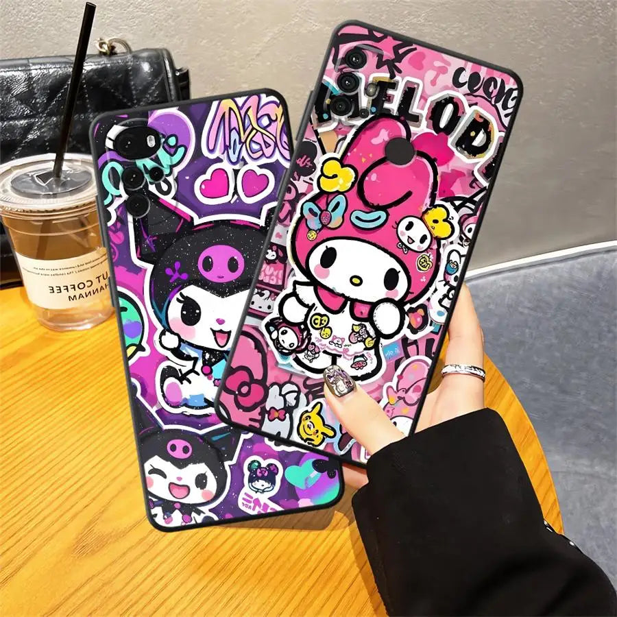 Black Soft Phone Cover Case for Motorola Mot G32 G53 G30 G50 G52 G51 G73 G60s Edge 20 Pro 30 Lite G60 G71 G22 Edge40 G31 Sanrio