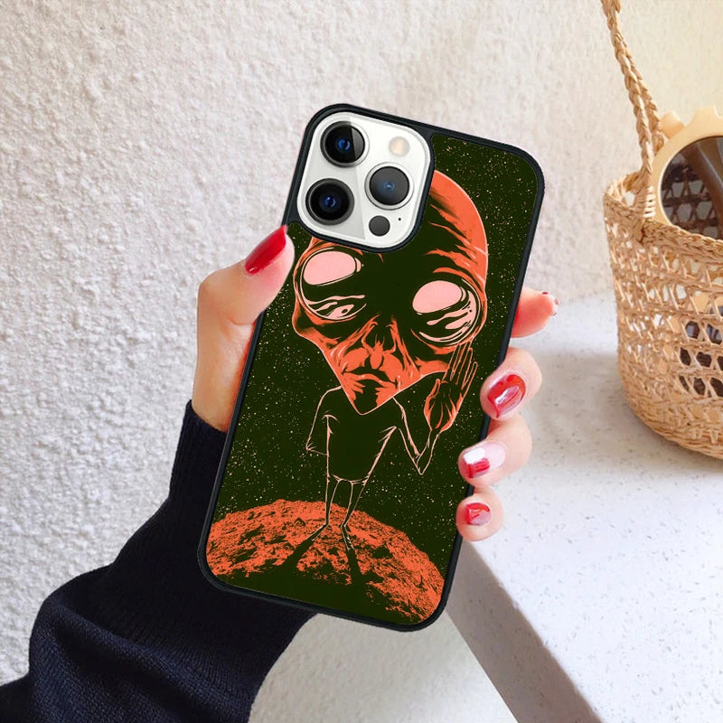 Alien Martian UFO Phone Case for iPhone 17 Air 16 15 14 12 13 PLUS 11 PRO MAX Back Cover Fundas Shell
