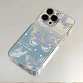 INS Blue Ice Crystal Butterfly Phone Case For iPhone 16 15 14 13 12 11 Pro Max XR XS MAX 7 8 PLUS MINI Soft TPU Shockproof Cover