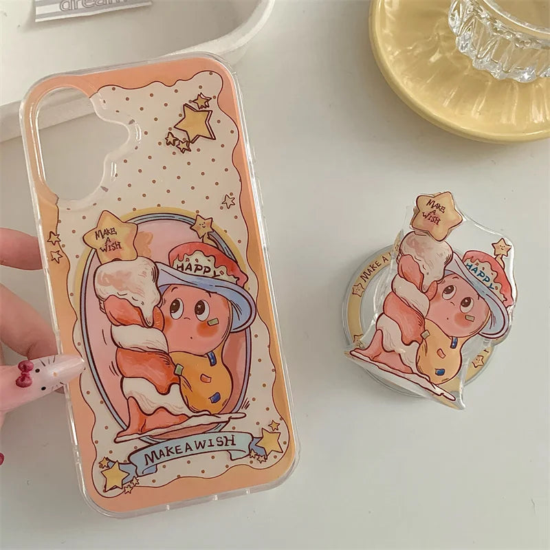 Magnetic Phone Case For iPhone 16 Pro 15 14 13 Pro Max Cover with Magsafe Holder Cute Candle Star Shockproof Silicone Cases 15