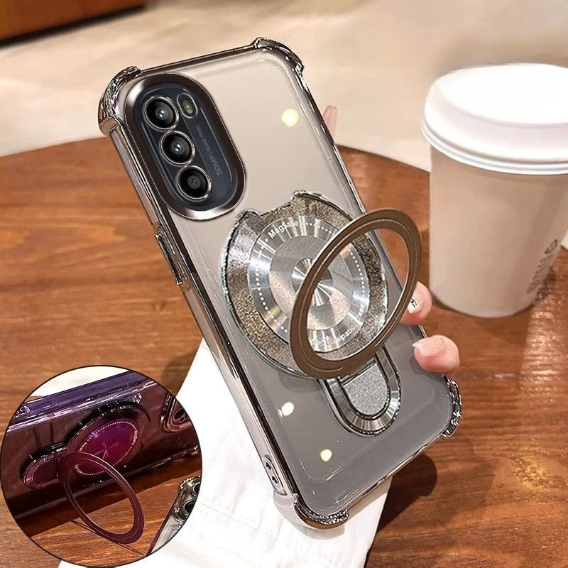 Clear Shockproof Plating Magnetic Magsafe Bracket Case for Motorola Moto G52 G53 G54 G60 G72 G84 E15 G05 G34 Silicone Cover