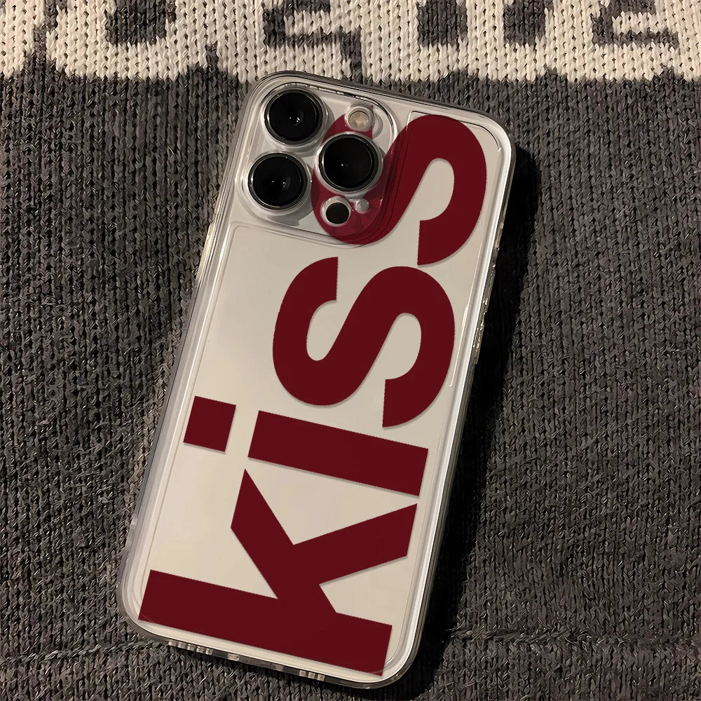 Kiss English Phone Cases For iPhone 17 16 15 14 Plus 13 12 11 Pro Max Plus 17 Air Transparent Silicone Cover Coque