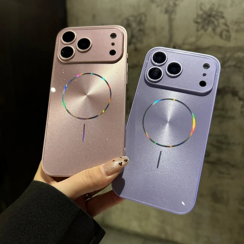 Magnetic Glitter Aurora Glossy Phone Case For Magsafe iPhone 17 Air 16 15 PM 14 13 12 11 Pro Max Full Lens Protection Back Cover