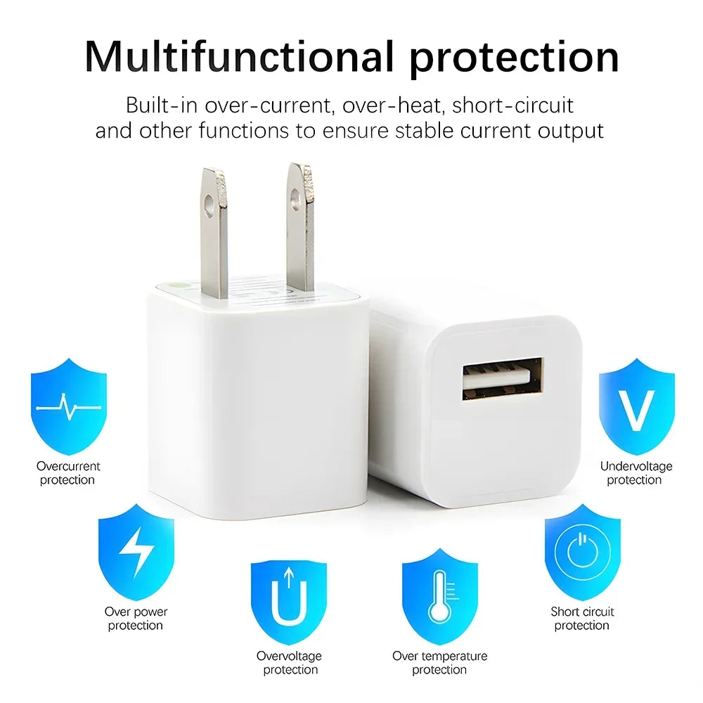 1-5Pcs USB Wall Charger Adapter Fast Charging For iPhone 14 13 12 11 Pro Max XR XS X 8 7 6 Plus iPad Travel Adapter US Plug