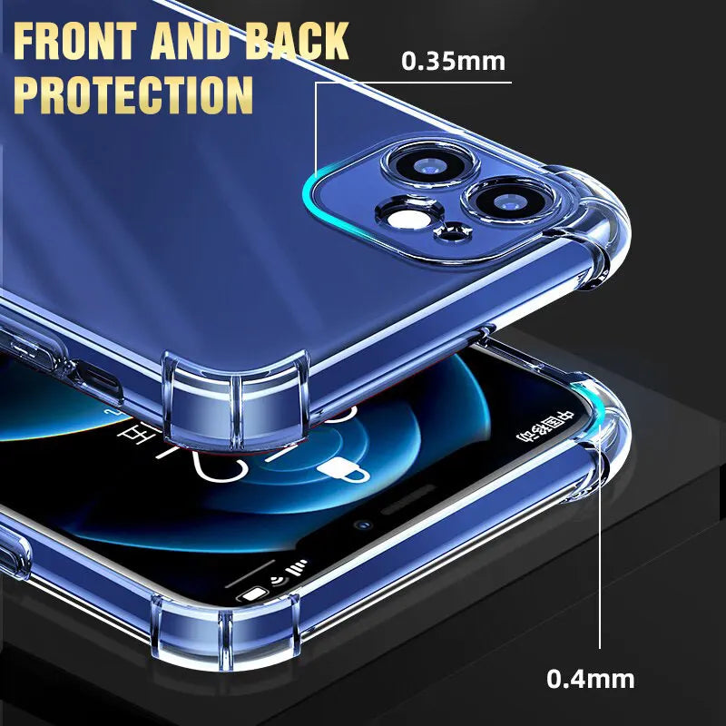 Shockproof Phone Cases For iPhone 11 12 Pro X Xs Max XR Back Cover for iPhone 6 6S 7 8 Plus SE 2020 Transparent Silicone Case