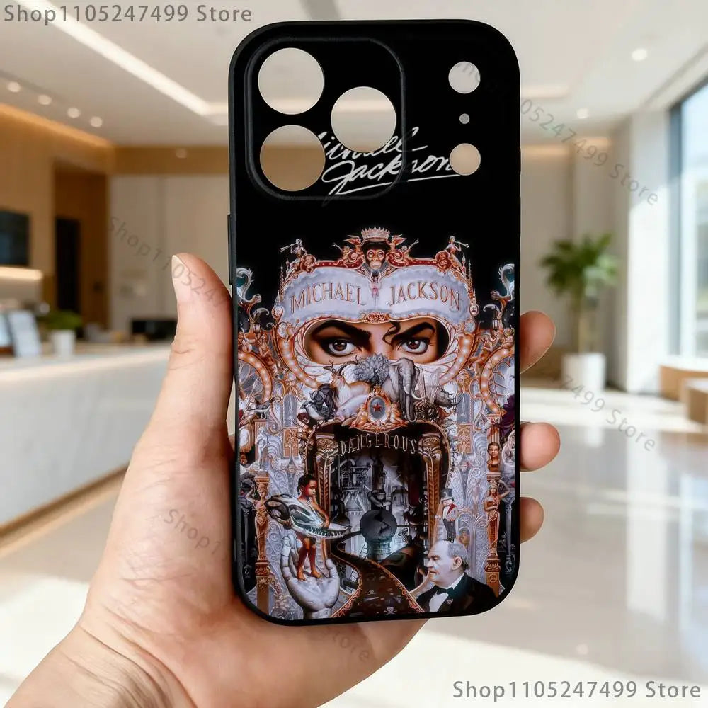 Thriller Dangerous M-Michael J-Jackson Phone Case For iPhone 17,16,15,14,13,12,11,Pro,Max,Plus,E,SE4,Air,Mini Black Soft Funda