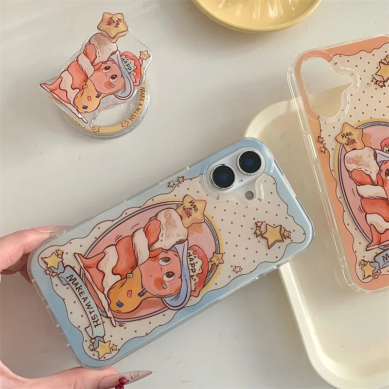 Magnetic Phone Case For iPhone 16 Pro 15 14 13 Pro Max Cover with Magsafe Holder Cute Candle Star Shockproof Silicone Cases 15