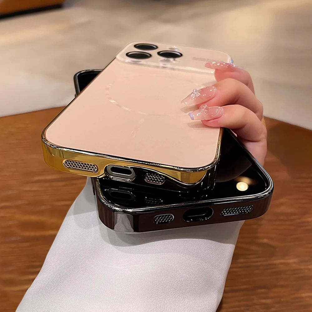 Titanium Original Magnetic Phone Case For iPhone 17 16 15 14 Pro Max For Magsafe Nanometer Lens Protector Frosted PC Hard Cover
