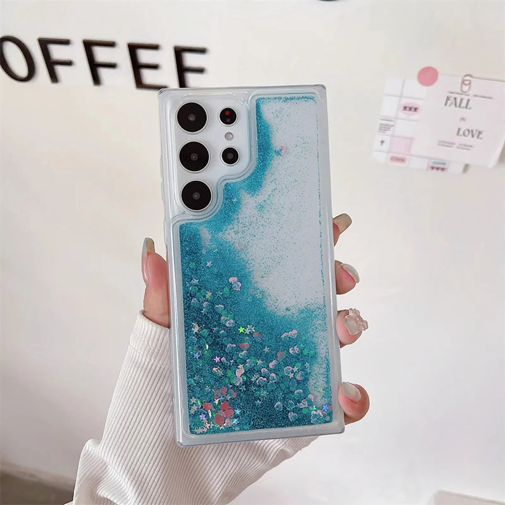 Dynamic Liquid Quicksand Glitter Powder Phone Case For Samsung Galaxy S24 S23 FE S22 S21 S20 Plus S10 Note 20 Ultra 10 9 8 Cover