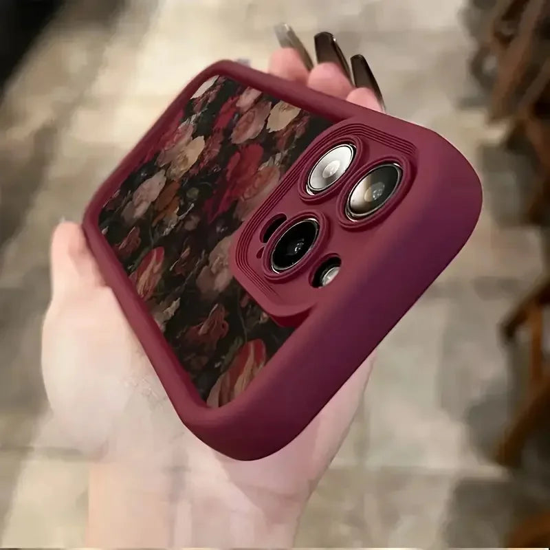 Wine Red Rose and White Rose Phone Cases For iPhone 16 15 Pro Max Cases iPhone 11 12 13 14 Pro XR X XS 7 8 Plus Anti-fall Covers