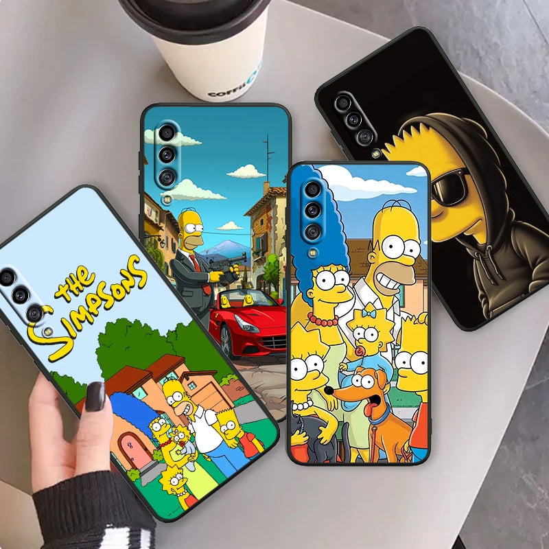 Simpsons Cartoon Fashion For Samsung A53 A52 A33 A32 A51 A71 A21S A13 A73 A50 A22 A23 A03 A72 A54 A12 5G Black Soft Phone Case