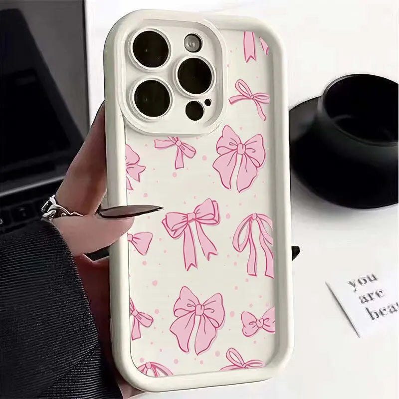 3D Pink Bowknot Phone Case For Motorola Moto G24 G54 G05 G04 G34 G75 G14 G15 E13 E40 E14 E22 E32 G9 G Play 2025 Cover Soft Cases