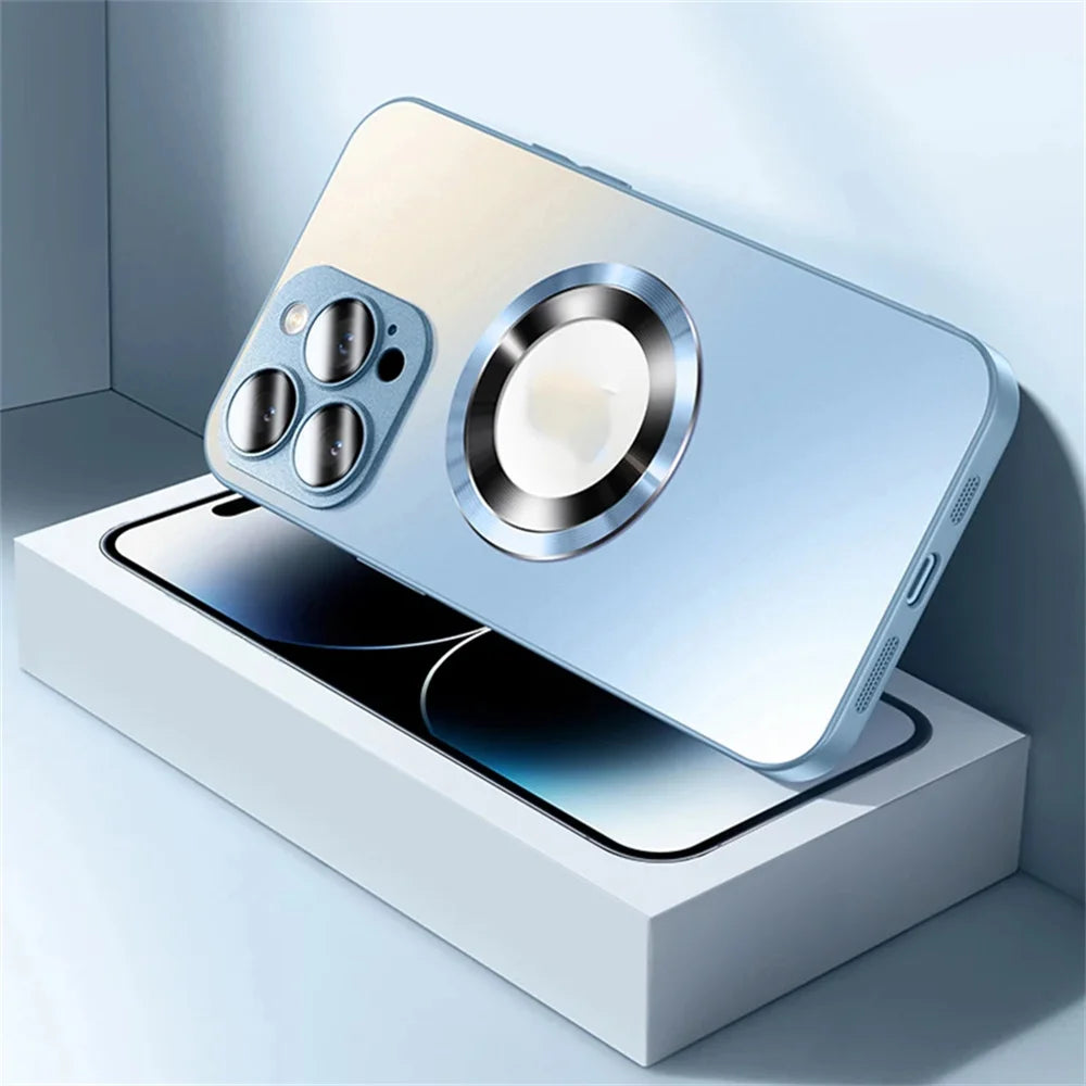 Original AG Frosted Glass Magnetic Phone Case For iPhone 16 15 Pro Max 14 13 12 11 For Magsafe Wireless Charging Plain Cover