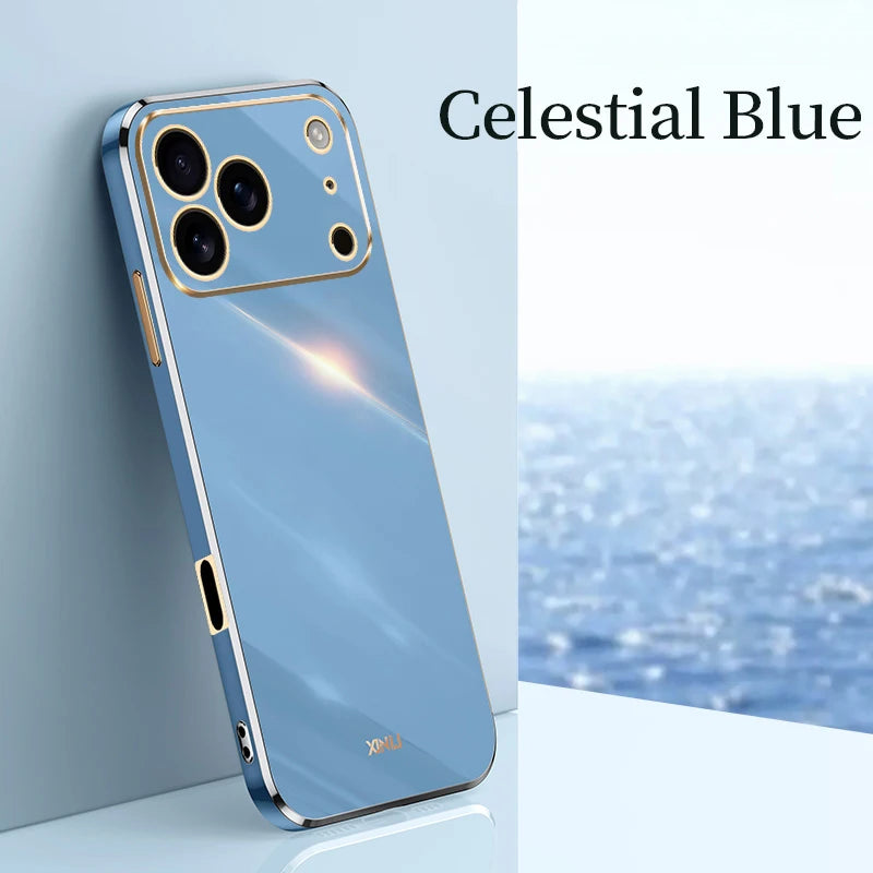 Solid Plating Phone Case For iPhone 17 Pro Max 17 Air 16e 16 Pro Max 16Plus 17Pro Max Cover Soft Silione Shockproof Cases Bumper