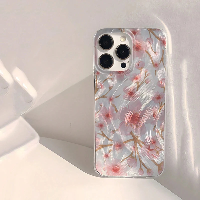 Floral Pattern Phone Case For iPhone 16 Cases iPhone 16e 15 14 13 12 11 Pro Max XS X XR 7 8 Plus SE 2022 Shockproof Bumper Cover