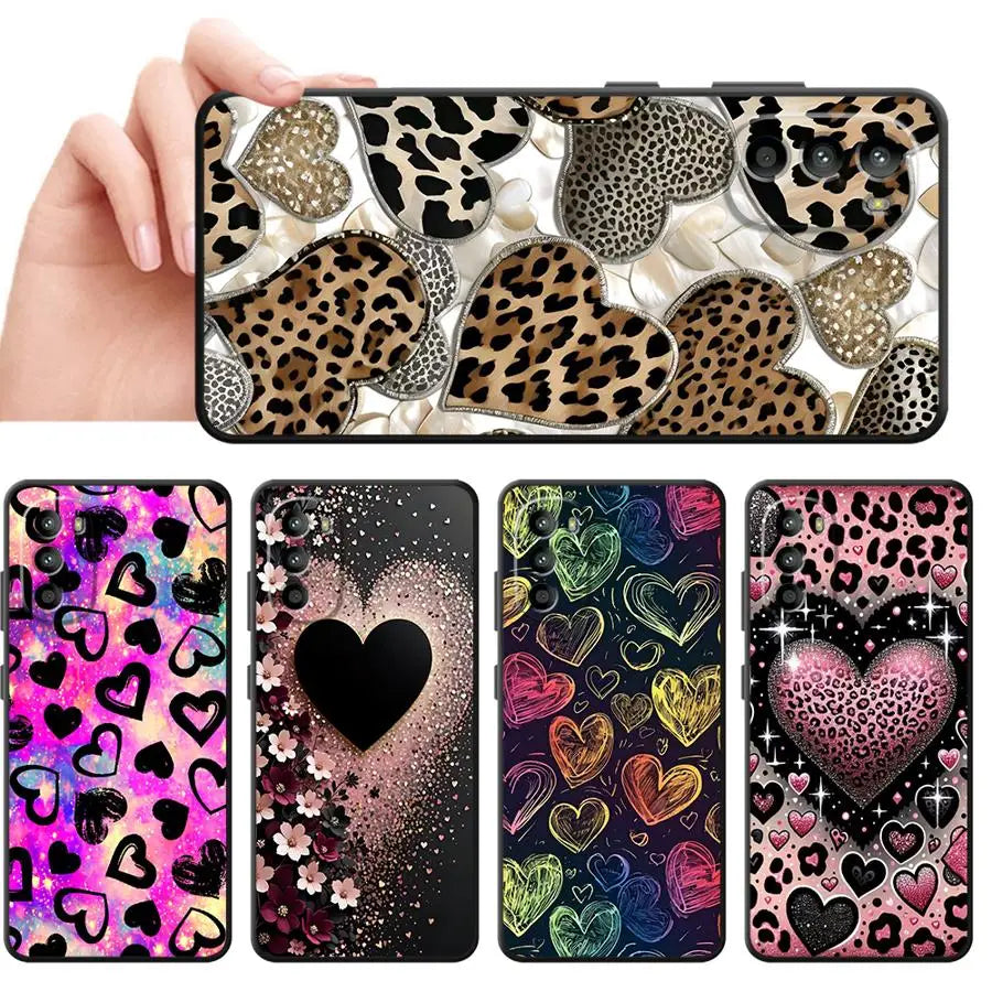 Exquisite Love Art Black Soft Phone Cover Case for Motorola Mot G71 G22 Edge40 Edge 20 Pro 30 Lite G52 G53 G30 G60 G60s G50 G32