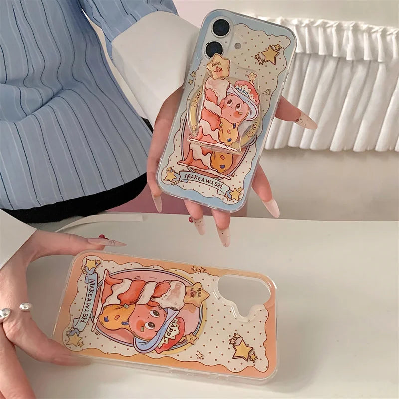 Magnetic Phone Case For iPhone 16 Pro 15 14 13 Pro Max Cover with Magsafe Holder Cute Candle Star Shockproof Silicone Cases 15