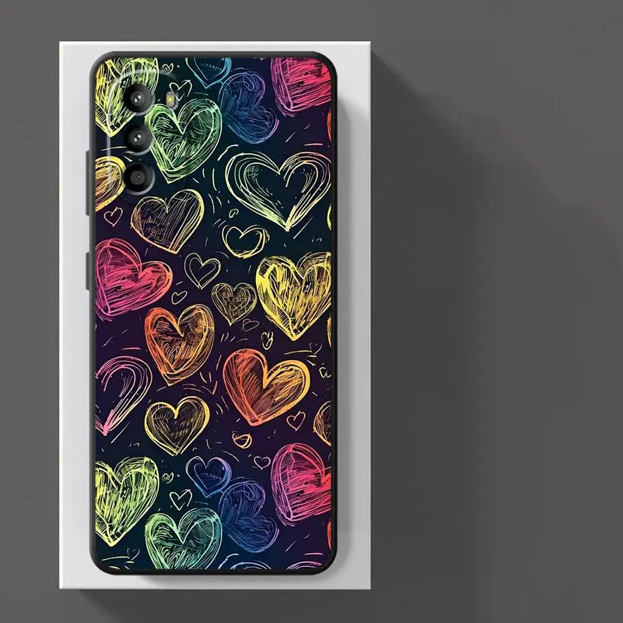 Exquisite Love Art Black Soft Phone Cover Case for Motorola Mot G71 G22 Edge40 Edge 20 Pro 30 Lite G52 G53 G30 G60 G60s G50 G32