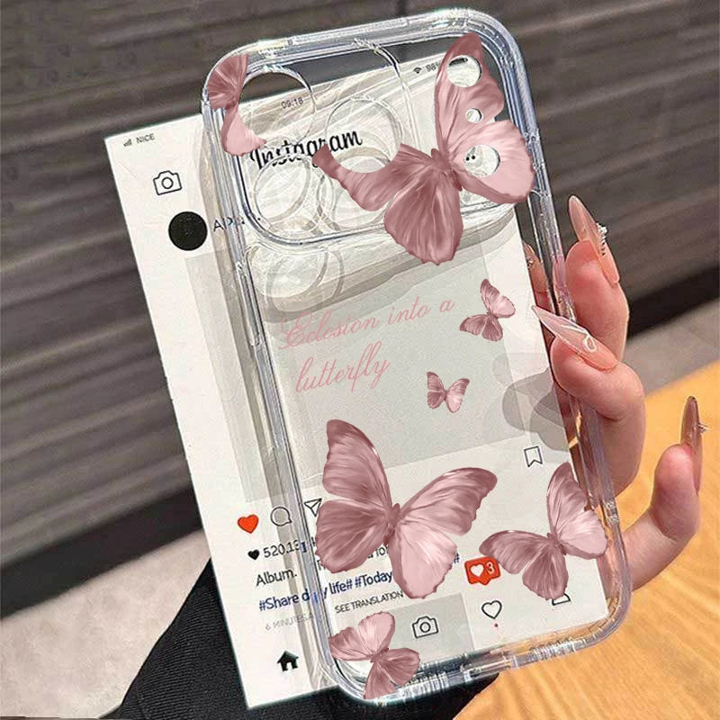 Retro Butterfly Transparent Phone Cases For Motorola Moto Edge 40 Pro G53 G30 G32 G73 G72 G71 G22 G52 G60 G60S G9 Play Plus Case