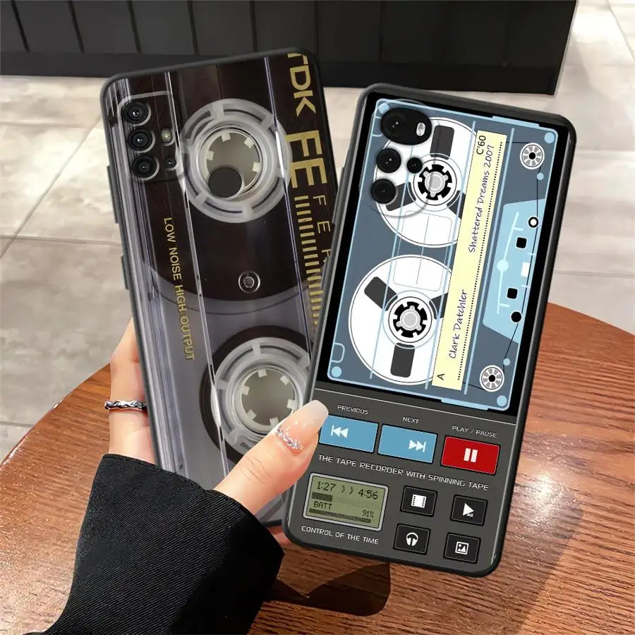 Vintage Cassette Case for Motorola Moto G50 G60s G53 G30 G71 G52 G32 G51 G73 Edge 20 Pro 30 Lite G22 Edge40 Phone Cover