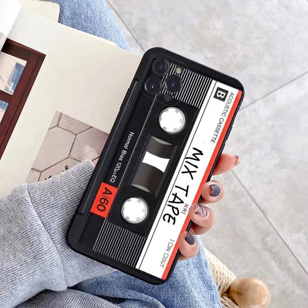 Magnetic Radio tape Cassette Phone Case for iPhone 15 8 7 6 6S Plus X SE 2020 XR XS 14 11 12 13 Mini Pro Max Mobile Case