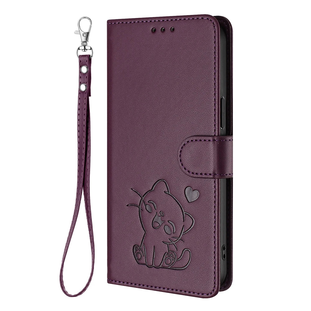 Fashion Wallet Card Slot Kickstand Phone Case on for Funda Coque Fairphone 6 5 Cases 3D Cute Cat Flip Cove