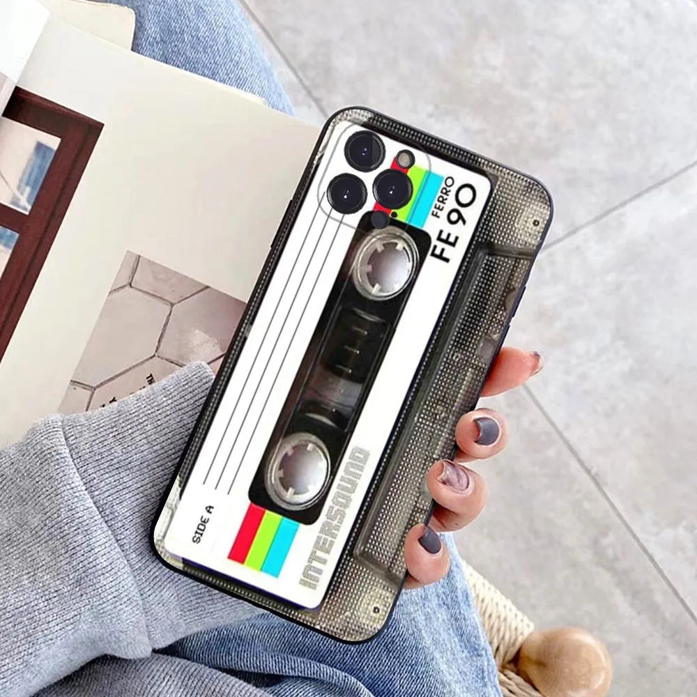 Magnetic Radio tape Cassette Phone Case for iPhone 15 8 7 6 6S Plus X SE 2020 XR XS 14 11 12 13 Mini Pro Max Mobile Case