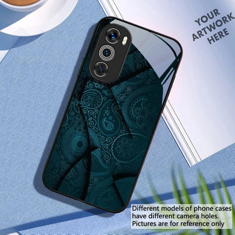 Black Pattern For Moto G54 Power 5G G75 Edge 50 Neo G14 24 4G 34 G55 85 35 20 Lite 30 Pro G24 Power Black Glass Phone Case