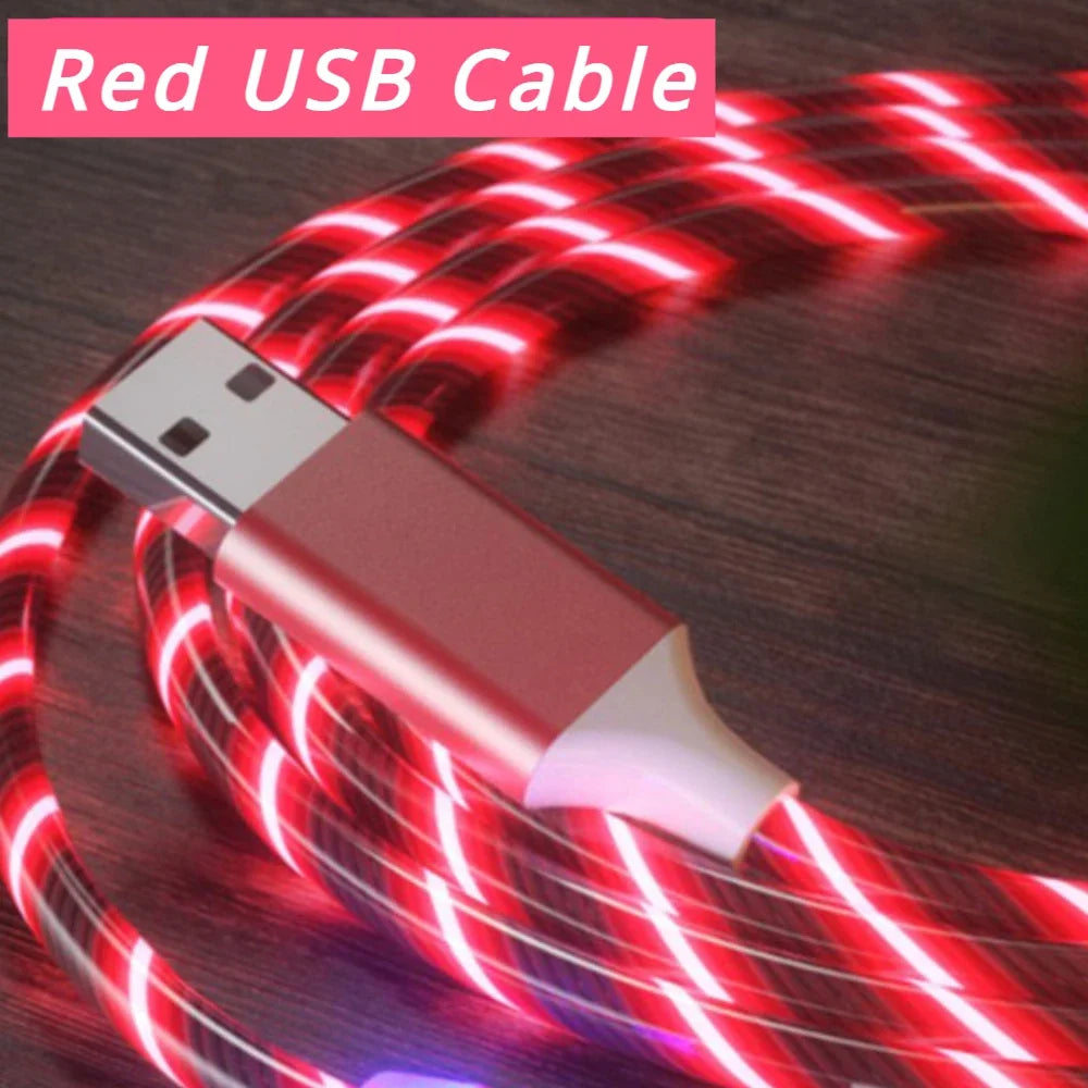 Glowing LED Cable 3A Fast Charging Cable Type C USB Type C High Speed Data Transfer Cable Flowing Streamer Light LED USB C Cord