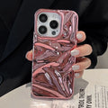 Luxury Electroplate Silvery 3D Wrinkle Phone Case For iphone 17 16 15 14 13 11 12 Pro Max 17Air Purple Water Ripple Soft Cover