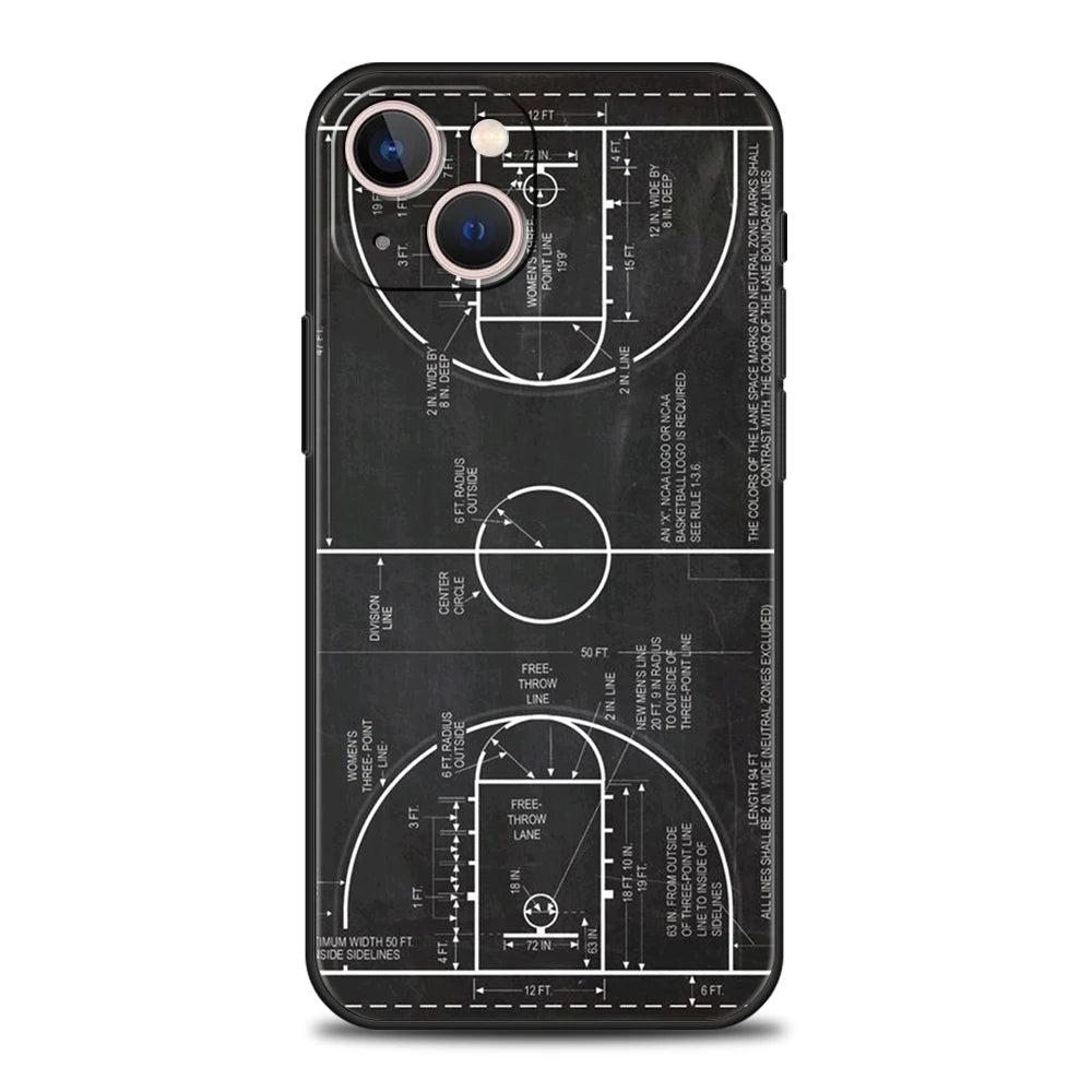 Basketball Basket Sports Phone Case Cover for iPhone 16 15 14 13 12 Pro Max XR XS 11 7 8 Plus Shockproof Silicone Soft Shell Bag