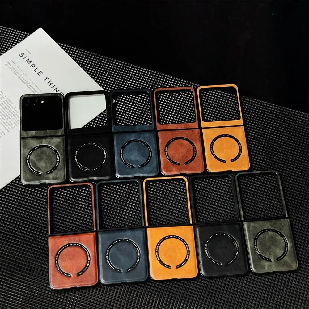 Magnetic Retro Leather Phone Case for Motorola Razr 60 50 40 Ultra Moto Razr 60 50 40 Shockproof Case Protective