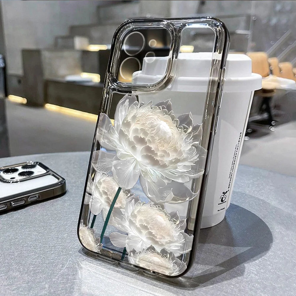 Flower Phone Case For iPhone 16 13 15 11 12 14 17 Pro Max Air 16E XS XR 7 8 SE Shockproof Transparent Cover Silicone Soft Fundas