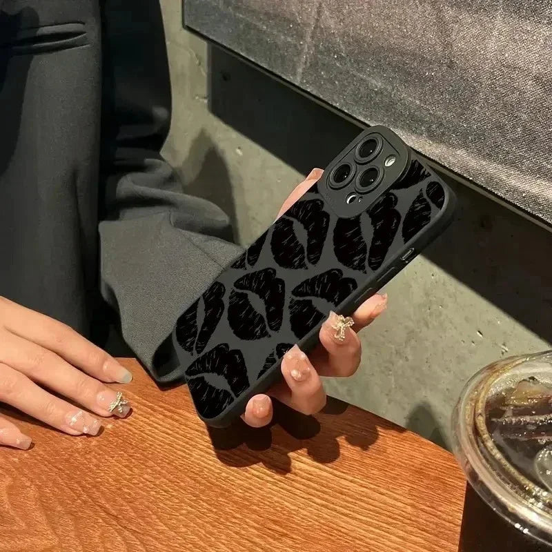 Lip Printed Phone Case For iPhone 15 Pro Max Cases iPhone 11 12 13 14 Pro XS Max XR X 7 8 Plus Soft Shockproof Bumper Back Cover