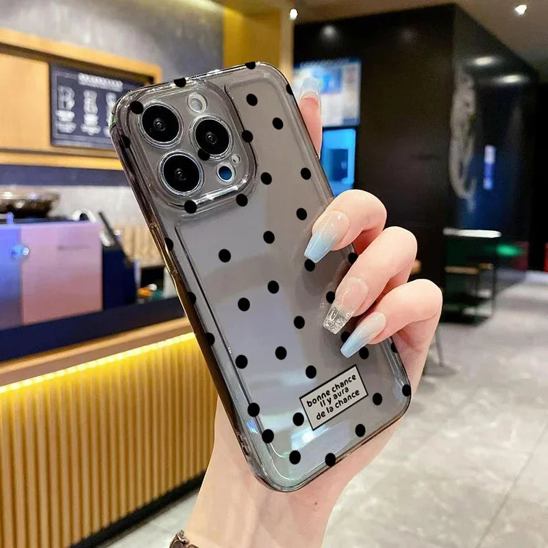 Cute Cartoon Love Heart Phone Case For iPhone 16 17 Air Pro Max 14 12 13 11 15 Case Mini 7 8 Plus Transparent Soft Cover